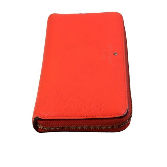 kate spade new york RED GENUINE LEATHER LOGO ZIP AROUND ID CARD WALLET CLUTCH - Picture 10 of 13
